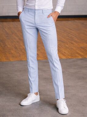 ASOS Light Blue Gingham Check Dress Pants 34/34